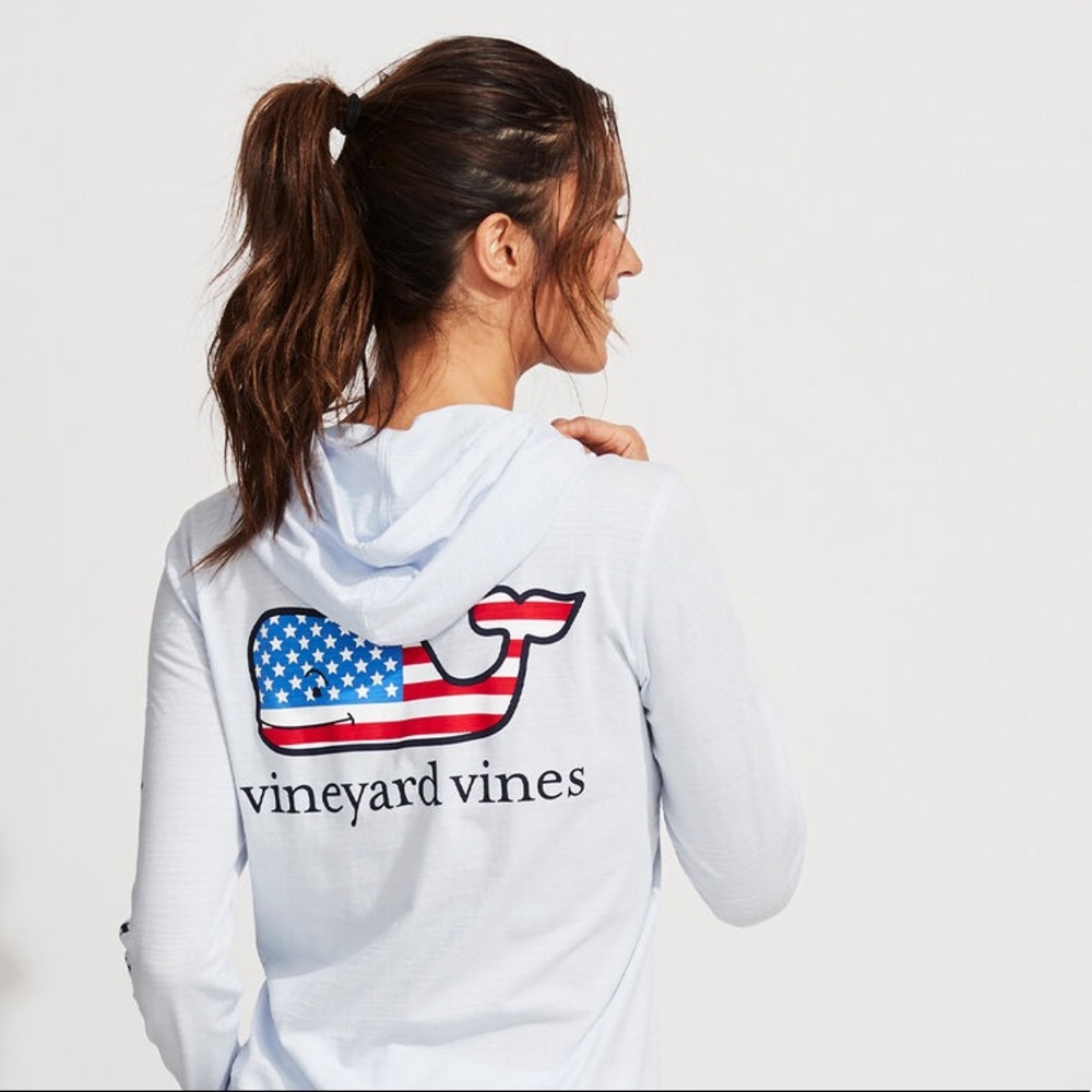 Vineyard vines LONG-SLEEVE FLAG WHALE SLUB HOODIE